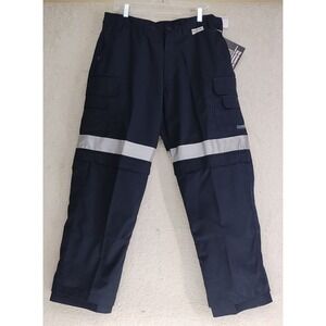 Coolworks Ripstop Work Pant Mens 36x30 Navy 3M Reflective Cargo Zip CW2-NVRA